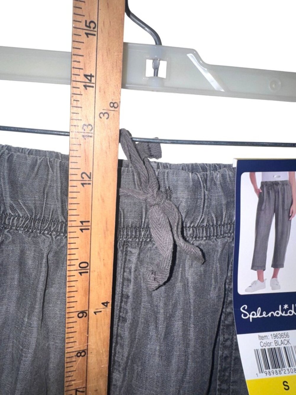 Splendid Womens Black Capri Pants Size S 100% Lyocell Elastic Waistband & Pocket - Picture 10 of 10